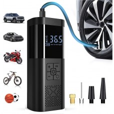 Pompe à pneus portable 150PSI avec manomètre LED et recharge rapide sans fil pour voiture moto vélo