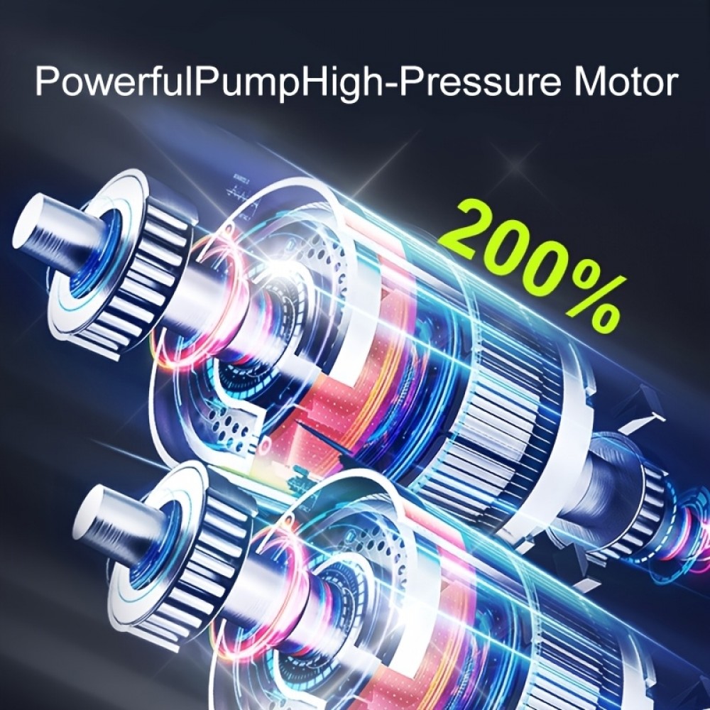 Pompe à pneus portable 150PSI avec manomètre LED et recharge rapide sans fil pour voiture moto vélo