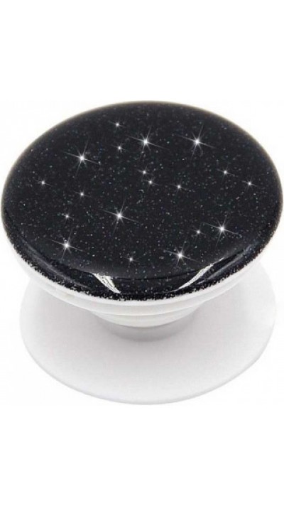 Pop Socket 3D Glitzer - Austauschbare Finger & Einhand Halterung für Smartphone / Tablets - Schwarz