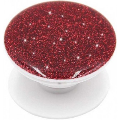 Pop Socket 3D Glitzer - Austauschbare Finger & Einhand Halterung für Smartphone / Tablets - Rot