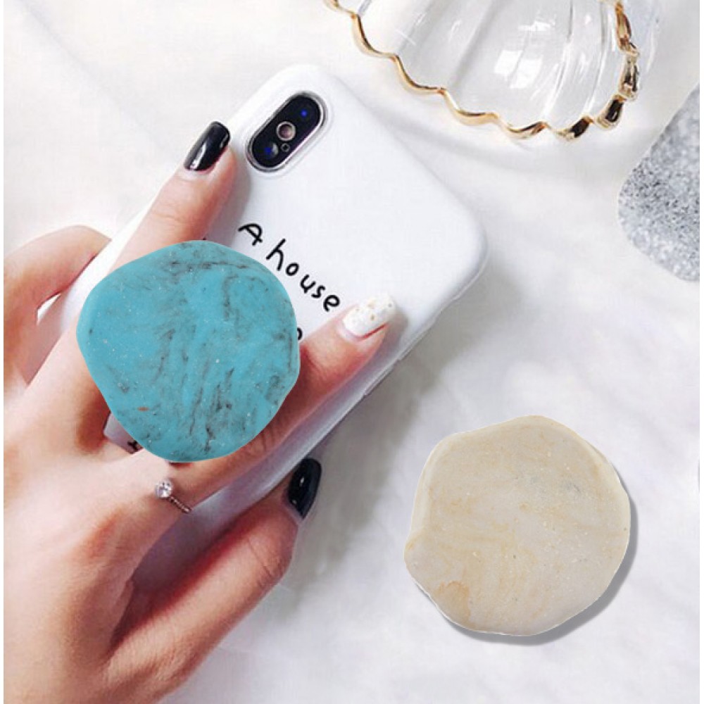 Pop Socket Stein - Austauschbare Finger & Einhand Halterung für Smartphone / Tablets - Beige