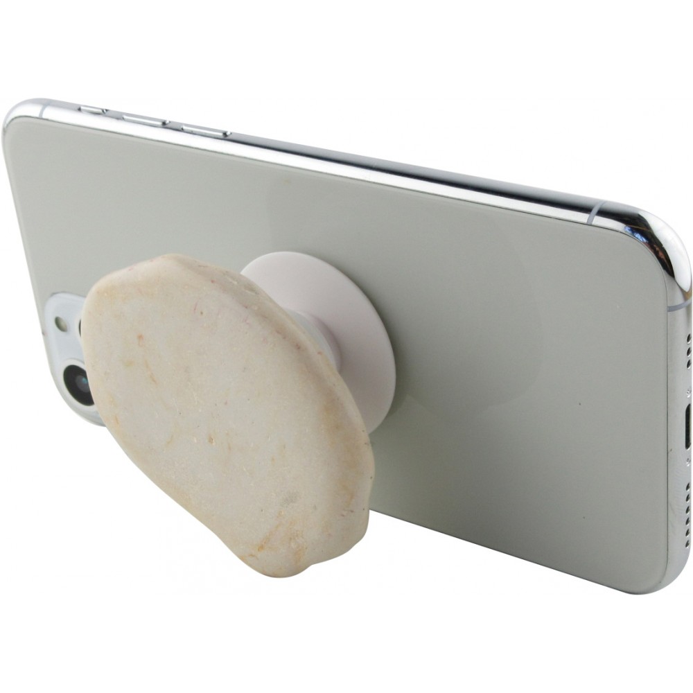 Pop Socket Stein - Austauschbare Finger & Einhand Halterung für Smartphone / Tablets - Beige
