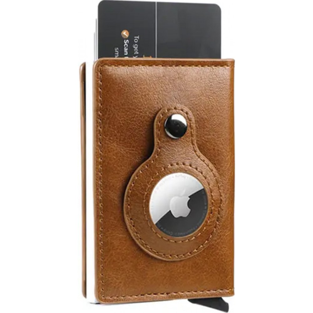 AirTag 2 in 1 Kartenhalter und Halter mit RFID-Blocker Kunstleder - Beige