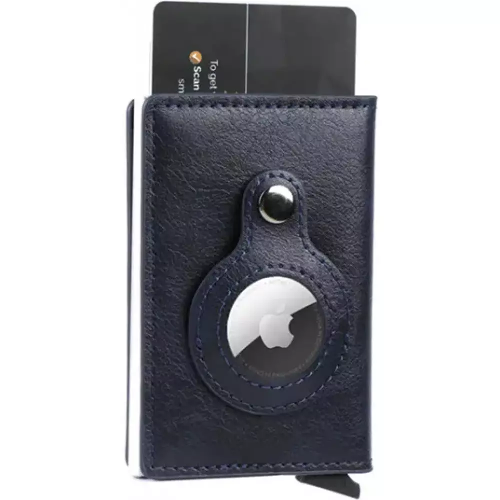 AirTag 2 in 1 Kartenhalter und Halter mit RFID-Blocker Kunstleder - Blau