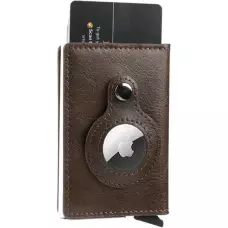 AirTag 2 in 1 Kartenhalter und Halter mit RFID-Blocker Kunstleder - Braun