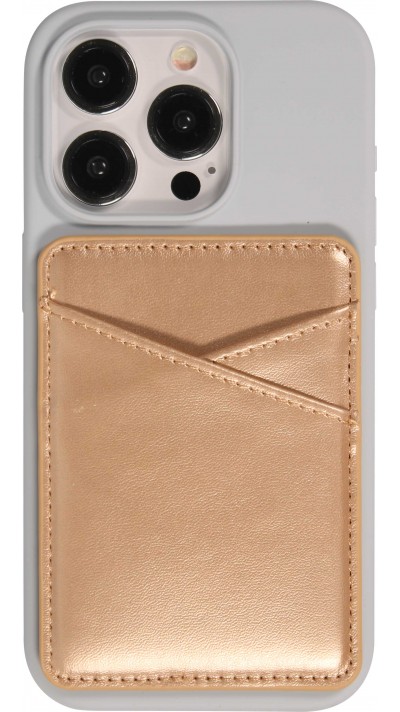 Universaler magnetischer Kartenhalter Kunstleder für Apple MagSafe & Android Smartphones - Gold
