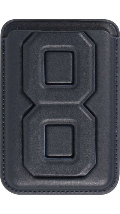 Magnetischer Kartenhalter wallet MagSafe veganes Leder mit starkem Magneten und integriertem Klappständer - Dunkelblau