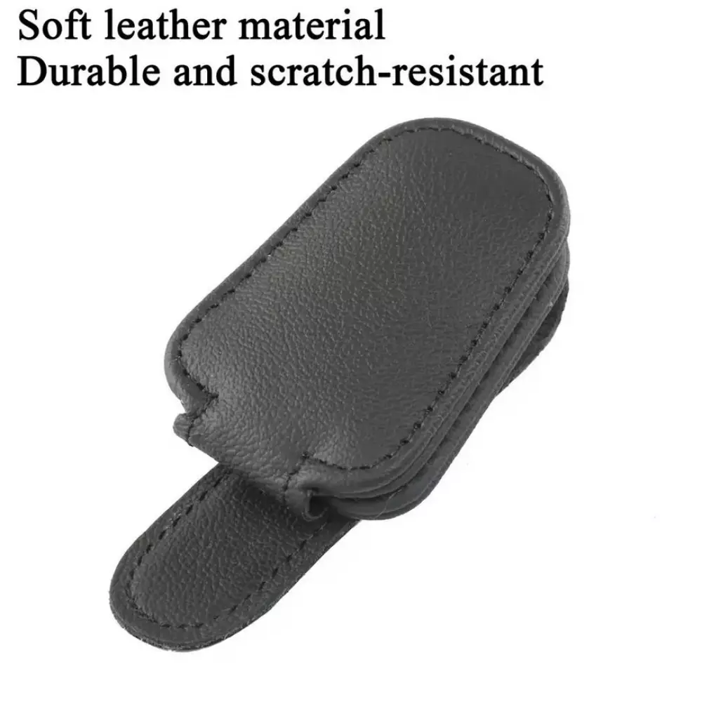 Magnetischer Brillenhalter für die Autosonnenblende im Lederdesign - Schwarz