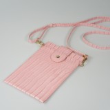 Elegante Universal-Smartphone- Tasche in luxuriöser Krokodil-Lederoptik mit Halsriemen - Rosa