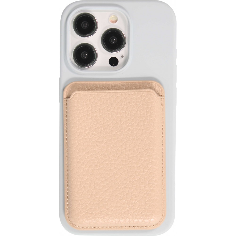 MagSafe Magnetkartenhalter aus veganem Leder mit starken Magneten - Beige