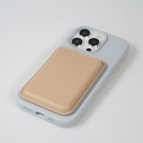 MagSafe Magnetkartenhalter aus veganem Leder mit starken Magneten - Beige