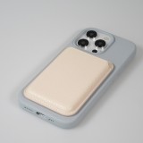 MagSafe Magnetkartenhalter aus veganem Leder mit starken Magneten - Weiss