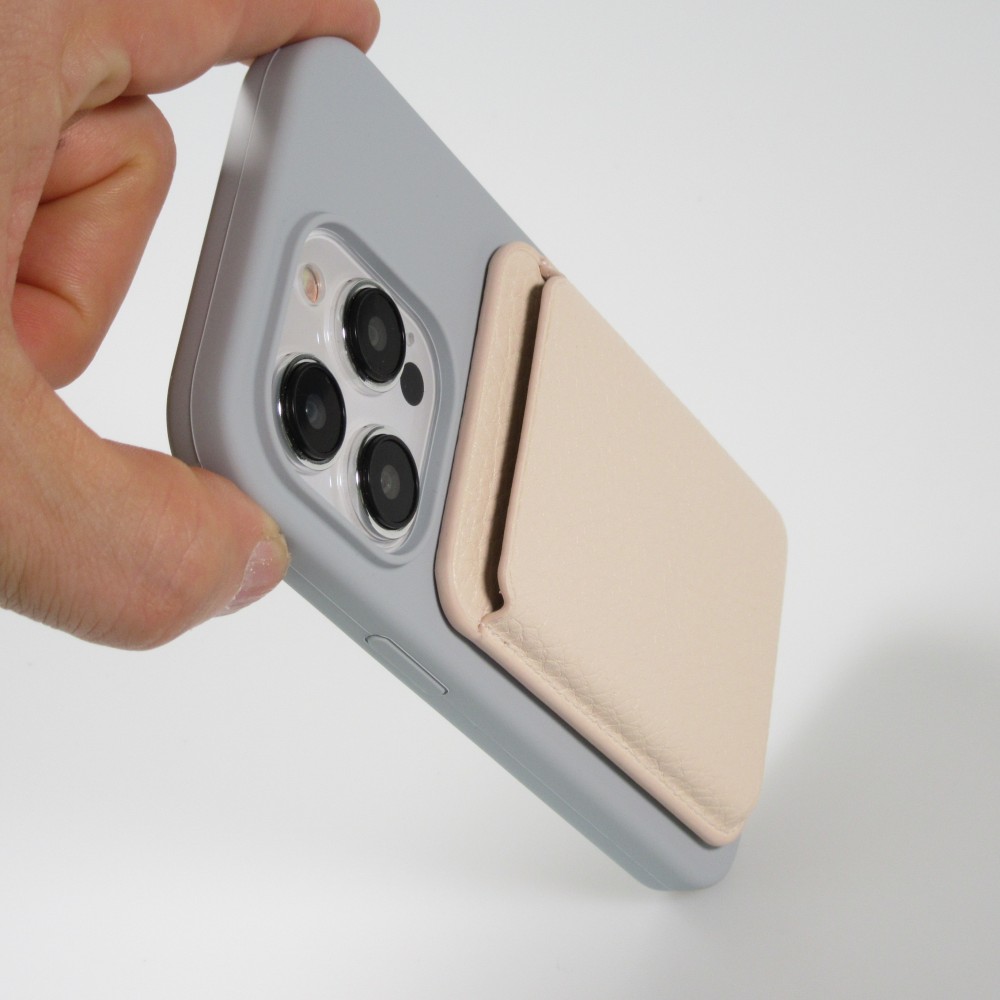 MagSafe Magnetkartenhalter aus veganem Leder mit starken Magneten - Weiss