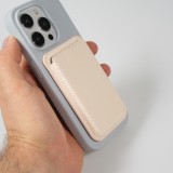 MagSafe Magnetkartenhalter aus veganem Leder mit starken Magneten - Weiss