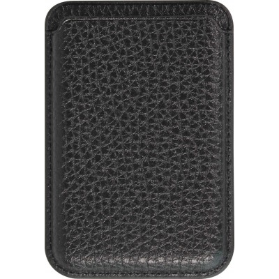 MagSafe Magnetkartenhalter aus veganem Leder mit starken Magneten  - Schwarz