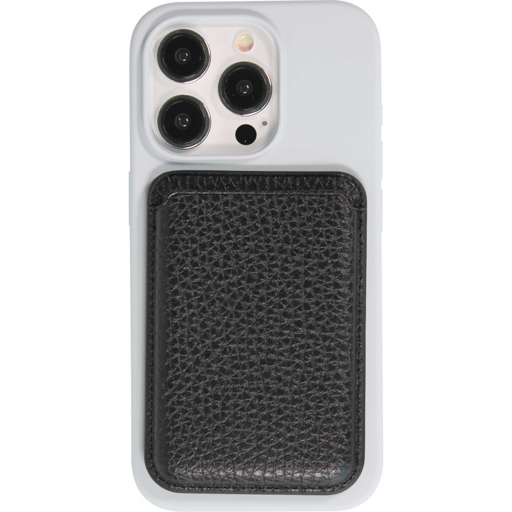 MagSafe Magnetkartenhalter aus veganem Leder mit starken Magneten  - Schwarz