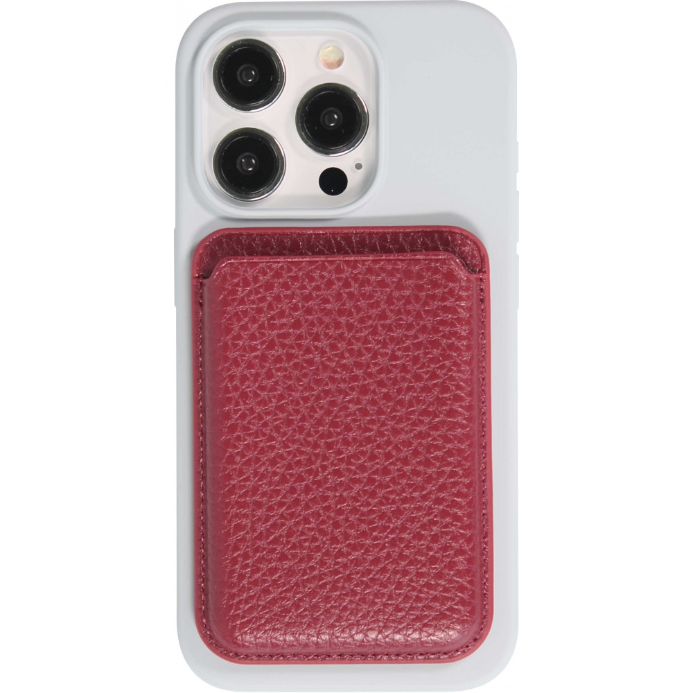 MagSafe Magnetkartenhalter aus veganem Leder mit starken Magneten  - Rot