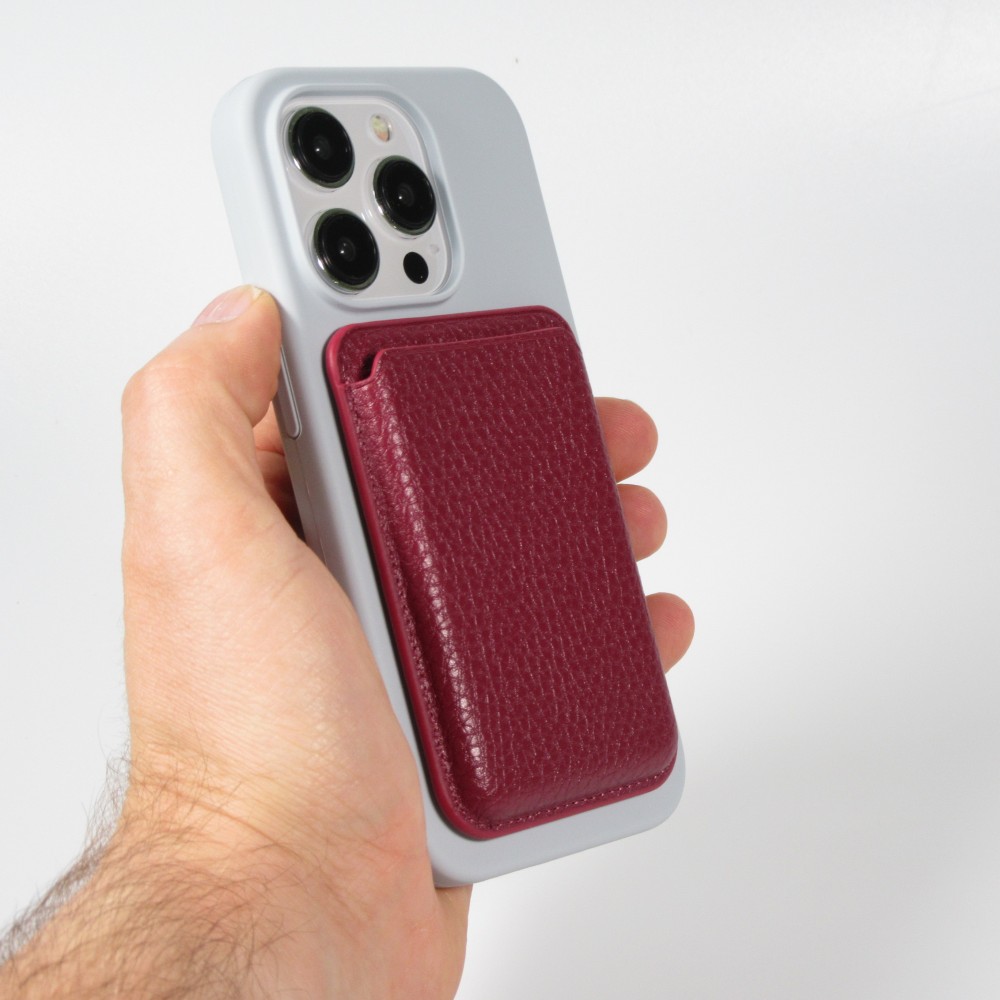 MagSafe Magnetkartenhalter aus veganem Leder mit starken Magneten  - Rot