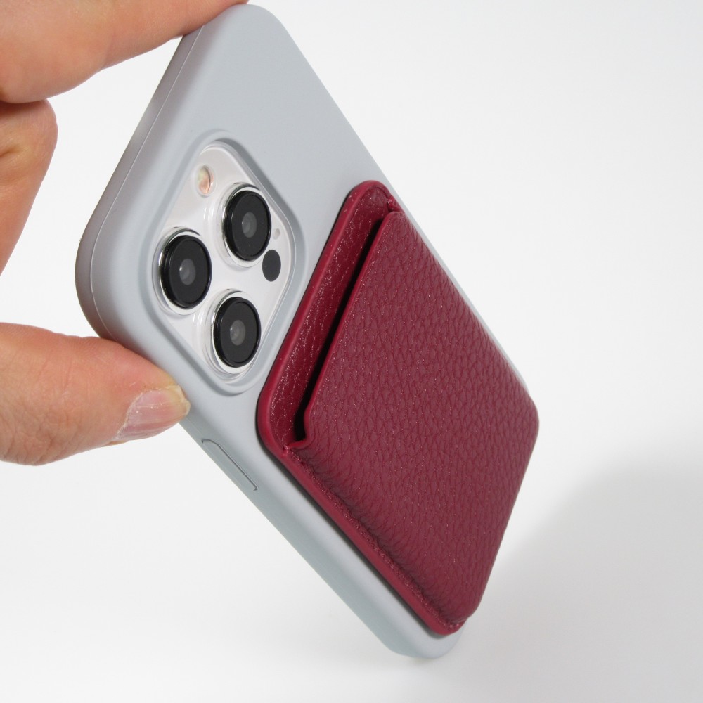 MagSafe Magnetkartenhalter aus veganem Leder mit starken Magneten  - Rot