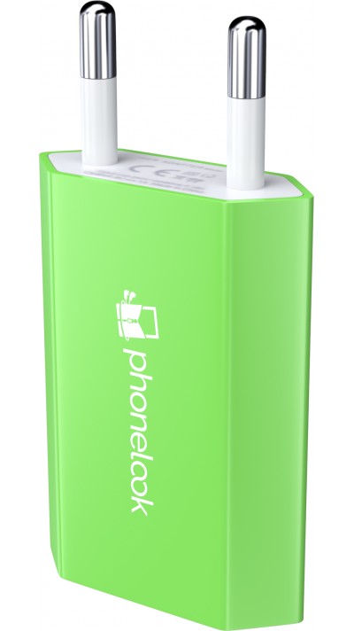 Standard CH Netz-Ladestecker USB-A Adapter 5W mit Logo PhoneLook - Grün