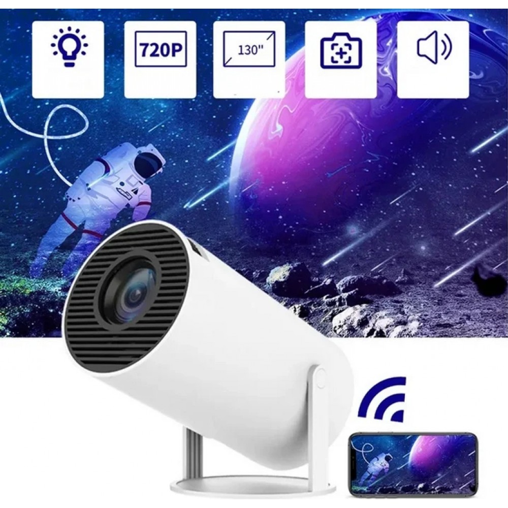 Projektor HY300 Pro LED Smart Home Theater HD Android interface - Beamer HDMI + USB + Wifi Screen Mirroring - Weiss