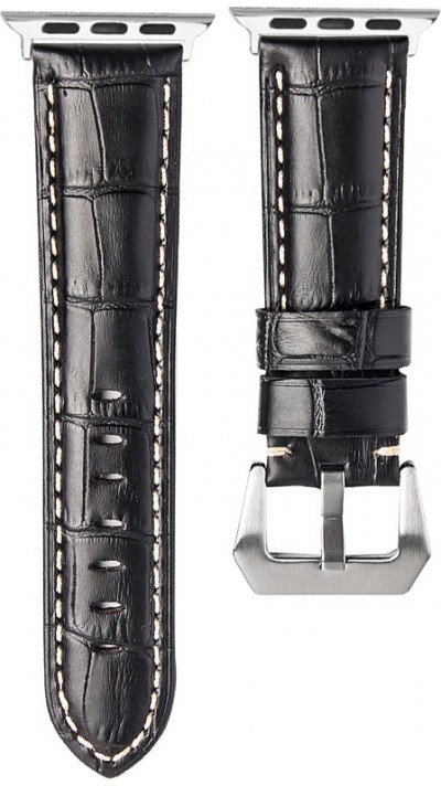 Qialino Armband aus echtleder croco schwarz - Apple Watch 38mm / 40mm / 41mm