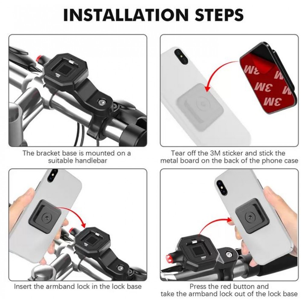 Quick Lock - Smartphone Halterung für Fahrrad und Motorbike mit Quick Release Funktion - Schwarz