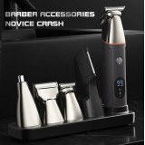 Rasoir électronique 5 en 1 magnétique pour cheveux, trimming et body, support inclus - Noir