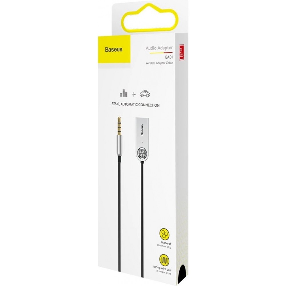 Baseus BA01 Bluetooth 5.0 KFZ Audioempfänger AUX Kabel Adapter für Audiogerät - Schwarz