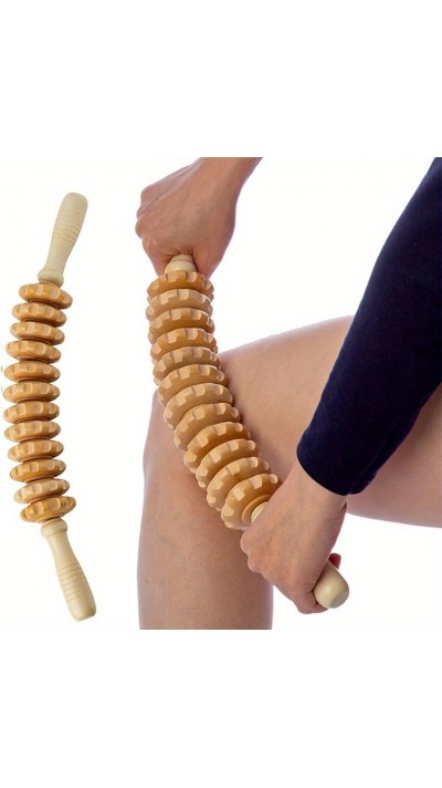 Naturholz Anti-Cellulite Massage-Roller für tiefe Muskeln und Gewebe, Lymphdrainage