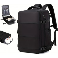 Reiserucksack für Flugreisen mit Laptop- und Schuhfach sowie USB-Anschluss - Schwarz