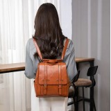 Handtasche / Fashion-Rucksack Retrolook Leder für Tablet, Bücher und Kamera - Braun