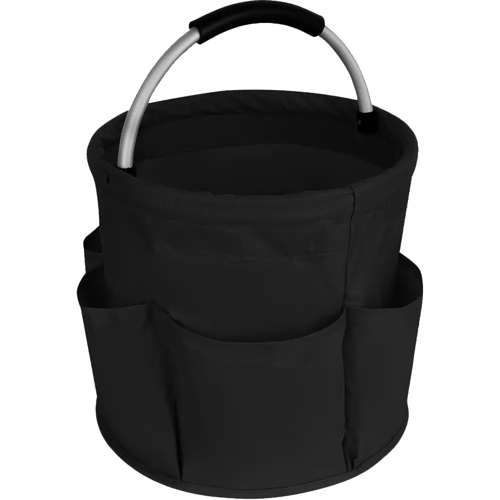 Faltbarer Multifunktions-Garten-/Haushaltstasche aus Stoff mit Taschen und Fächern für Werkzeuge - Schwarz
