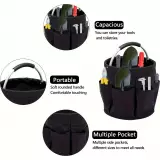 Faltbarer Multifunktions-Garten-/Haushaltstasche aus Stoff mit Taschen und Fächern für Werkzeuge - Schwarz