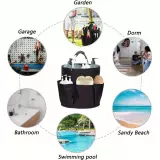 Faltbarer Multifunktions-Garten-/Haushaltstasche aus Stoff mit Taschen und Fächern für Werkzeuge - Schwarz