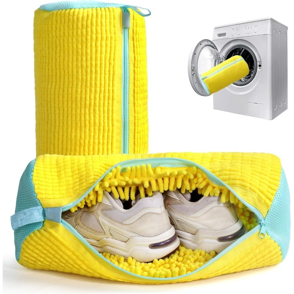 Hochwertiger Schuhwaschsack aus strapazierfähigem Polyester mit Polsterung für Sneakers und Kleidung - Gelb