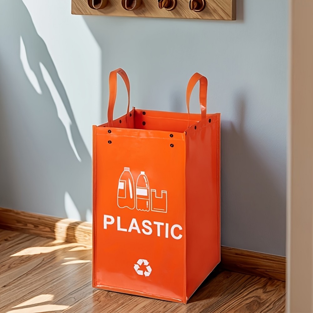 Sacs poubelle pliable 3 en 1 avec 3 couleurs pour tri des déchêts (papier / plastique / verre)