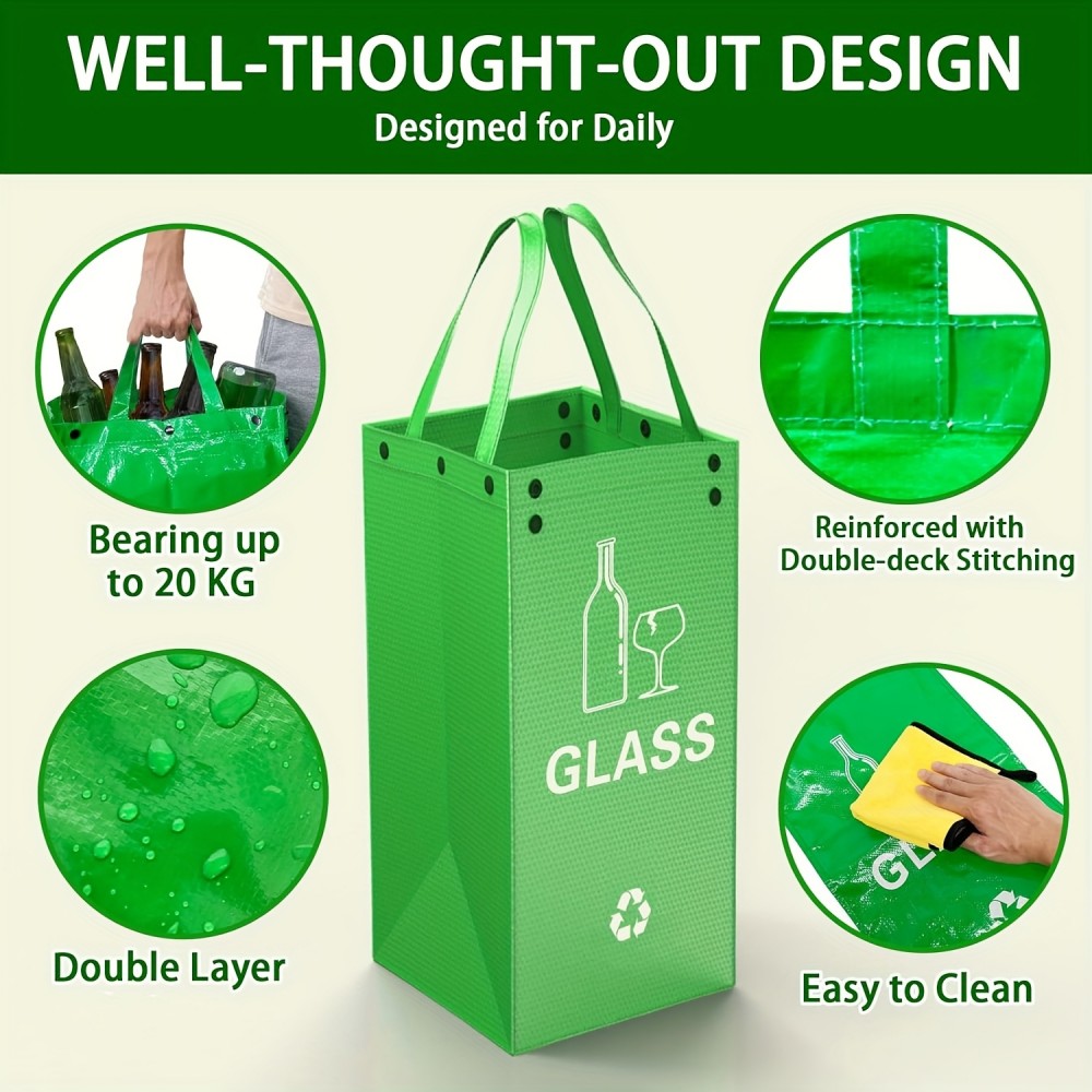 Sacs poubelle pliable 3 en 1 avec 3 couleurs pour tri des déchêts (papier / plastique / verre)