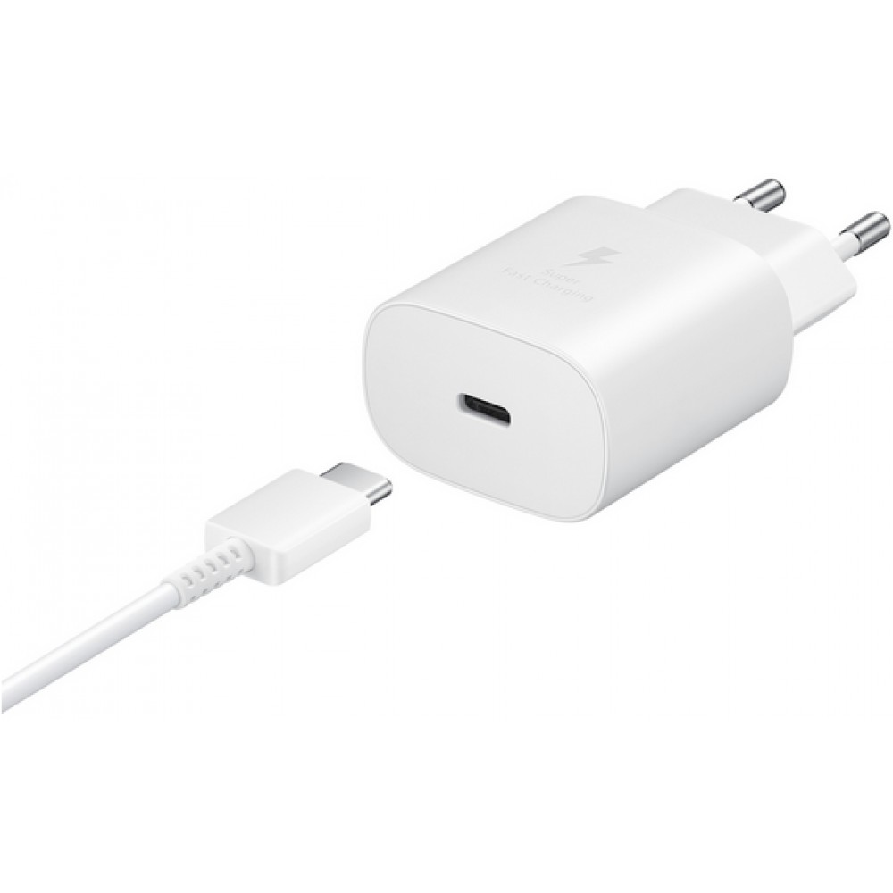Samsung Reise & Wandladestecker 25W Charger USB-C + Ladekabel 1 Meter USB-C auf USB-C - Weiss