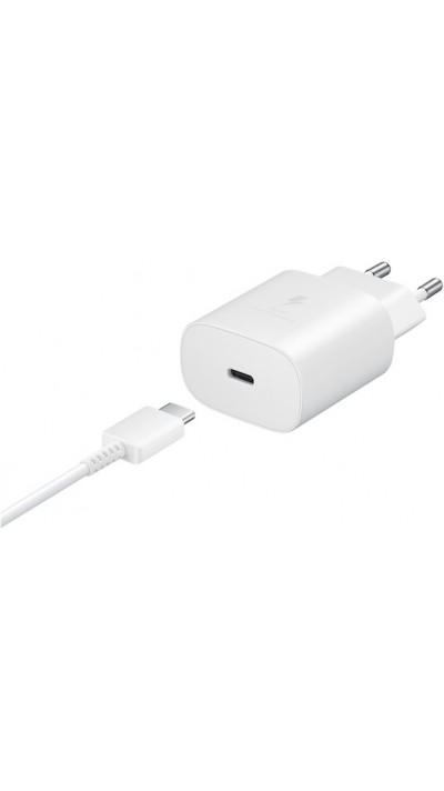 Samsung Reise & Wandladestecker 25W Charger USB-C + Ladekabel 1 Meter USB-C auf USB-C - Weiss