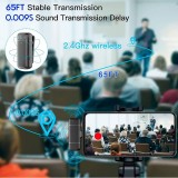 Set de 2 micros cravate Lavalier sans fil professionnels Bluetooth 5.3 avec récepteur USB-C & Etui de charge - Noir