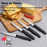 Set de 6 couteaux à tomates en acier inoxydable lame aiguisée ondulée lavable - Noir