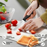Set de 6 couteaux à tomates en acier inoxydable lame aiguisée ondulée lavable - Noir