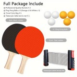 Semi professionelles Ping-pong Spiel Set mit 6 Bällen, 2 Ping-pong Schläger und ausziehbares Netz
