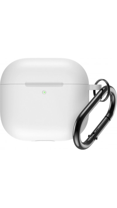 Coque AirPods 4 - Silicone mat avec mousqueton - Blanc