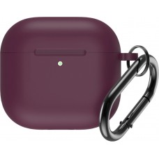 Coque AirPods 4 - Silicone mat avec mousqueton - Bordeaux