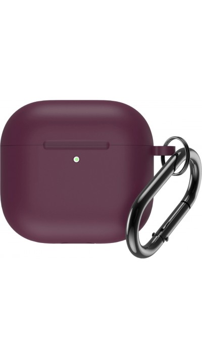 Coque AirPods 4 - Silicone mat avec mousqueton - Bordeaux