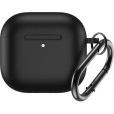 AirPods 4 Case Hülle - Silikonmatte mit Karabiner - Schwarz