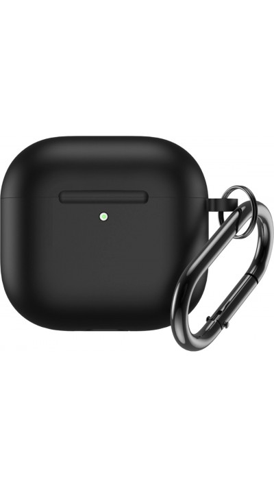 Coque AirPods 4 - Silicone mat avec mousqueton - Noir