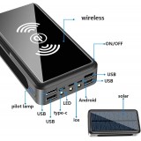 Solar Power Bank Qi Ultra Capacity 80000 mAh wireless externe Batterie - Schwarz